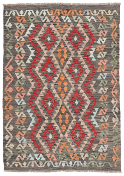 Kelim Afghan Old Stil Teppich 124X176 Braun/Grün Wolle, Afghanistan Carpetvista