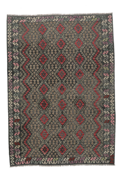  Kelim Afghan Old Style Matot 213X301 Musta/Ruskea Carpetvista