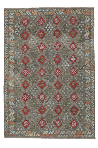 209X294 絨毯 オリエンタル キリム アフガン オールド スタイル ダークイエロー/ブラック (ウール, アフガニスタン) Carpetvista
