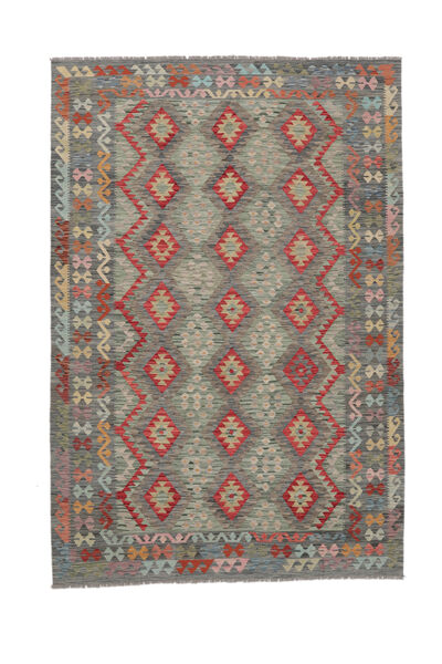  Orientalisk Kelim Afghan Old Style Matta 200X297 Mörkgul/Brun Ull, Afghanistan Carpetvista