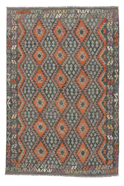 200X290 Kelim Afghan Old Style Teppe Orientalsk Brun/Mørk Grønn (Ull, Afghanistan) Carpetvista