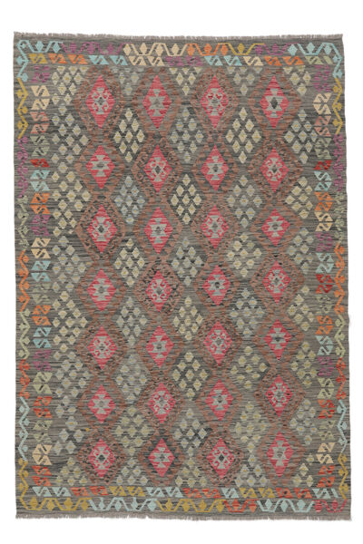 202X288 Kelim Afghan Old Stil Teppich Orientalischer Braun/Schwarz (Wolle, Afghanistan) Carpetvista