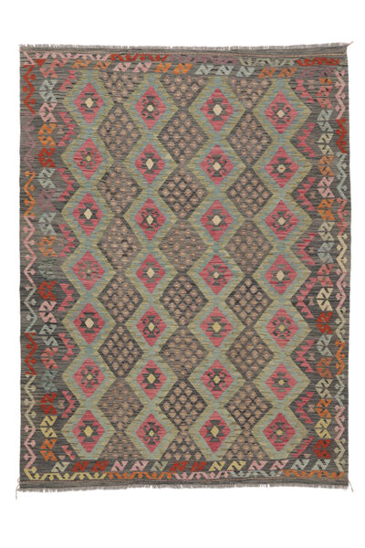  222X290 Kelim Afghan Old Stil Teppich Braun/Schwarz Afghanistan Carpetvista