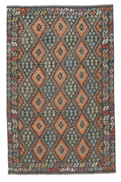 196X301 Kelim Afghan Old Stil Teppich Orientalischer Braun/Schwarz (Wolle, Afghanistan) Carpetvista