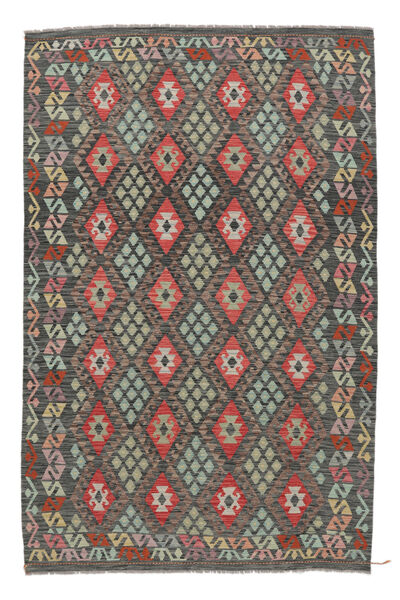 絨毯 オリエンタル キリム アフガン オールド スタイル 199X299 ブラック/グリーン (ウール, アフガニスタン)