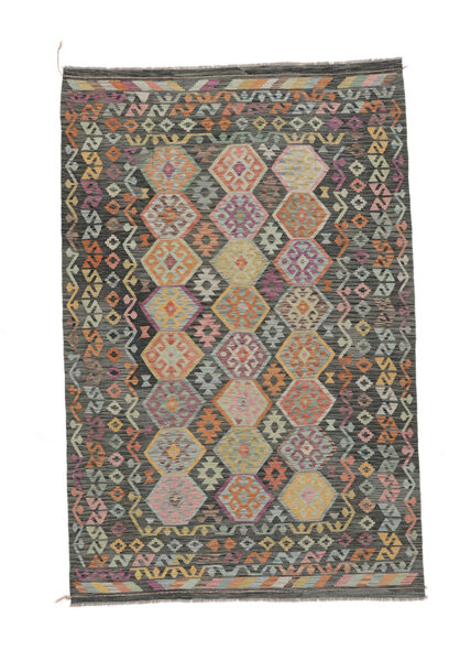 193X293 絨毯 キリム アフガン オールド スタイル オリエンタル 茶色/ダークグリーン (ウール, アフガニスタン) Carpetvista