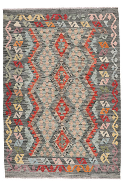  Kilim Afghan Old Style Tapis 126X180 De Laine Jaune Foncé/Noir Petit Carpetvista