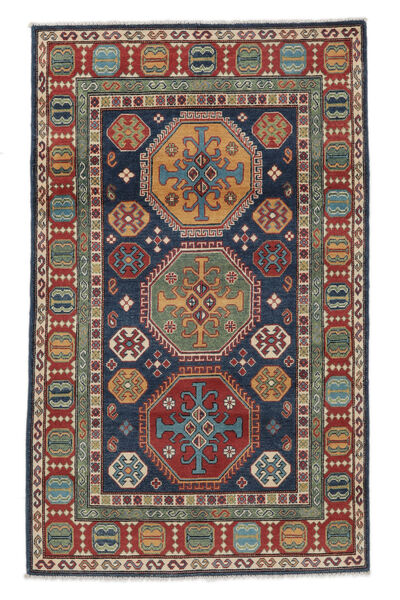 119X196 Kazak Fine Vloerkleed Oosters Zwart/Donkerrood (Wol, Afghanistan) Carpetvista