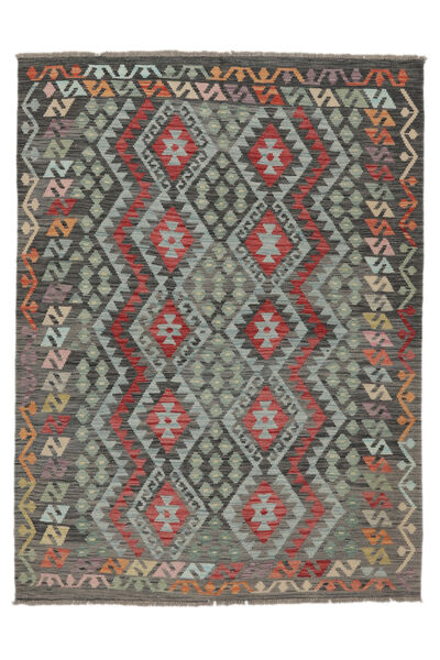  155X203 Kelim Afghan Old Stil Teppich Grün/Schwarz Afghanistan Carpetvista
