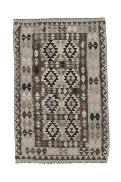 絨毯 オリエンタル キリム アフガン オールド スタイル 133X203 ブラック/茶色 (ウール, アフガニスタン)