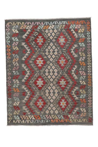 156X192 Kelim Afghan Old Style Matta Orientalisk Svart/Brun (Ull, Afghanistan) Carpetvista