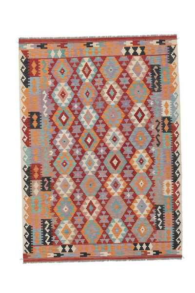  207X287 Kelim Afghan Old Stil Teppich Dunkelrot/Braun Afghanistan Carpetvista