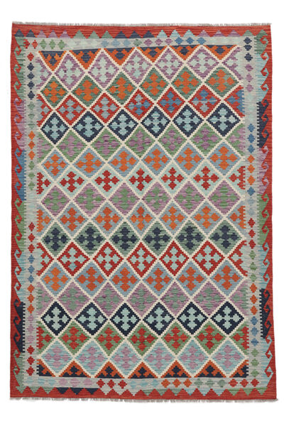 Koberec Orientální Kelim Afghán Old Style 206X294 Tmavě Červená/Tmavě Šedá (Vlna, Afghánistán)