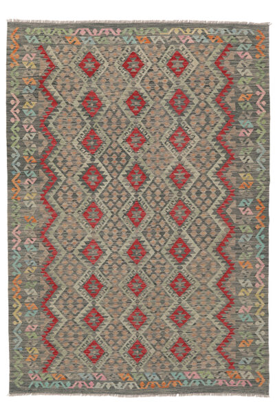 Kelim Afghan Old Stil Teppich 203X288 Dunkelgelb/Braun Wolle, Afghanistan Carpetvista