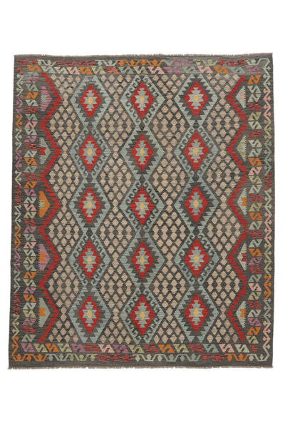  Orientalsk Kelim Afghan Old Style Teppe 248X295 Svart/Mørk Gul Ull, Afghanistan Carpetvista
