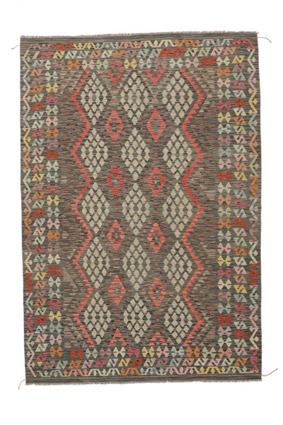  Ćilim Afghan Old Style Tepih 206X299 Vuneni Braon/Crna Sag Carpetvista