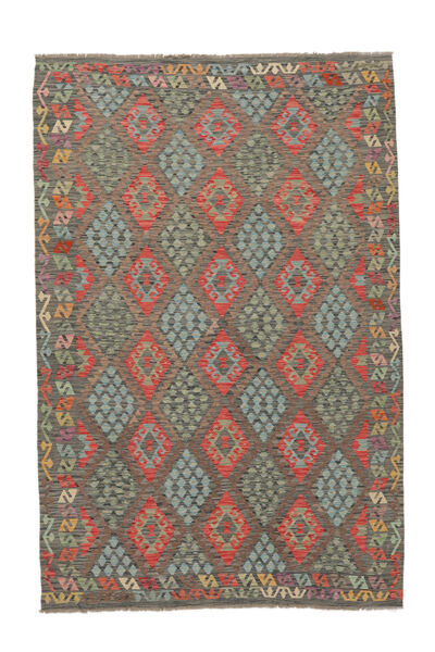  Itämainen Kelim Afghan Old Style Matot Matto 203X302 Ruskea/Tummankeltainen Villa, Afganistan Carpetvista