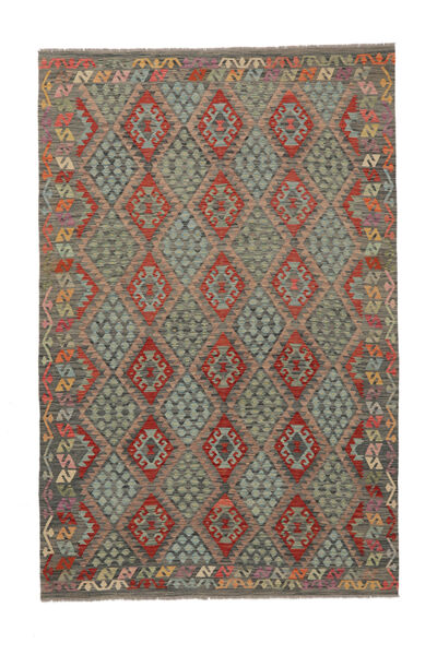  Oriental Kilim Afghan Old Style Rug 197X302 Brown/Black Wool, Afghanistan Carpetvista