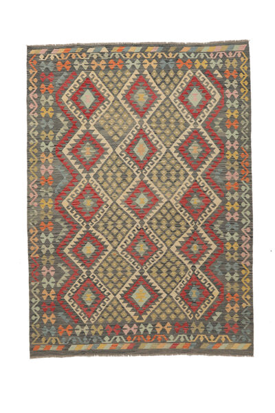 206X284 絨毯 キリム アフガン オールド スタイル オリエンタル 茶色/ダークイエロー (ウール, アフガニスタン) Carpetvista