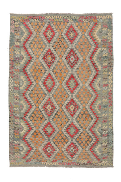  Orientalischer Kelim Afghan Old Stil Teppich 203X298 Dunkelgelb/Orange Wolle, Afghanistan Carpetvista