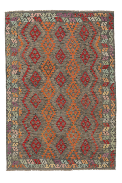 202X298 Kelim Afghan Old Style Tæppe Orientalsk Brun/Sort (Uld, Afghanistan) Carpetvista