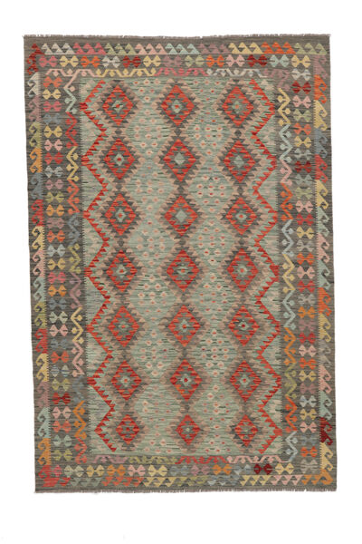198X295 Kilim Afghan Old Style Rug Oriental Black/Brown (Wool, Afghanistan) Carpetvista