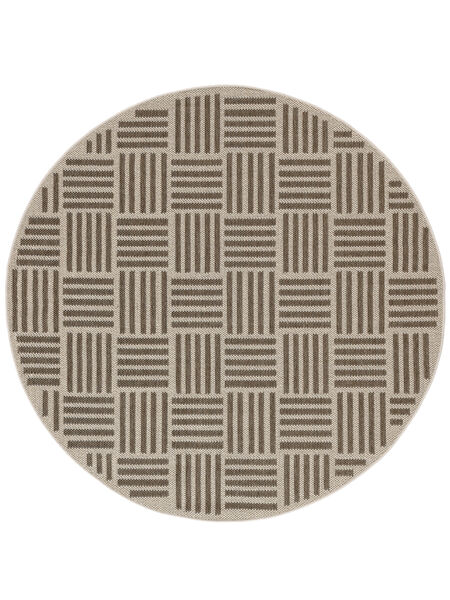  Indoor/Outdoor Rug Ø 200 Geometric Washable Blanche - Brown