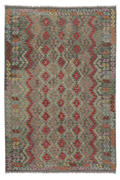 203X299 Kelim Afghan Old Style Matta Orientalisk Brun/Mörkgul (Ull, Afghanistan) Carpetvista