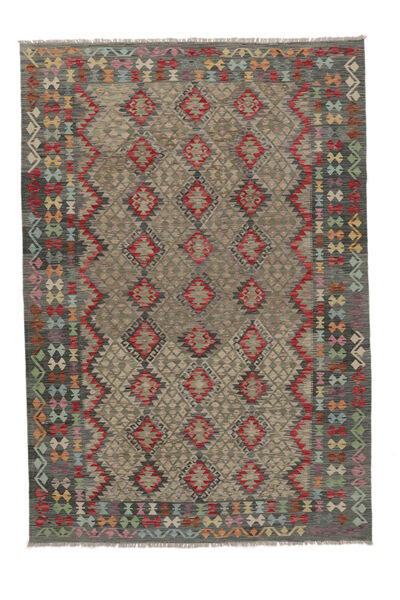 201X291 Kelim Afghan Old Style Matot Matto Itämainen Ruskea/Musta (Villa, Afganistan) Carpetvista