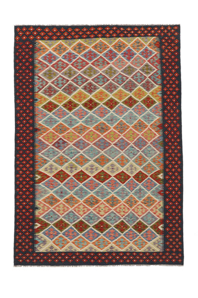 203X297 Kelim Afghan Old Stil Teppich Orientalischer Dunkelrot/Schwarz (Wolle, Afghanistan) Carpetvista