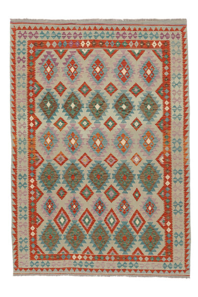  Orientalischer Kelim Afghan Old Stil Teppich 198X285 Dunkelrot/Dunkelgelb Wolle, Afghanistan Carpetvista