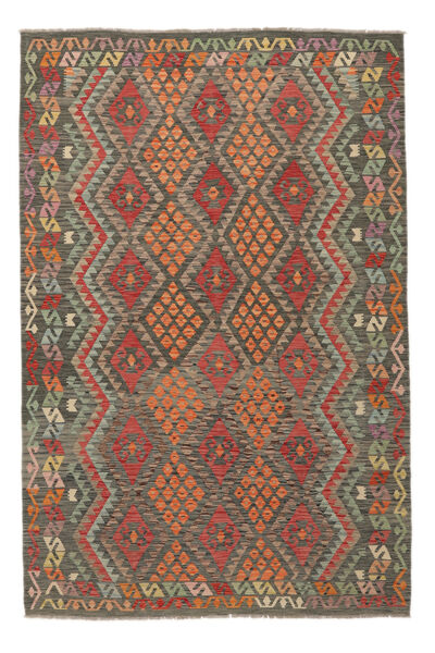 205X305 Tappeto Orientale Kilim Afghan Old Style Marrone/Giallo Scuro (Lana, Afghanistan) Carpetvista
