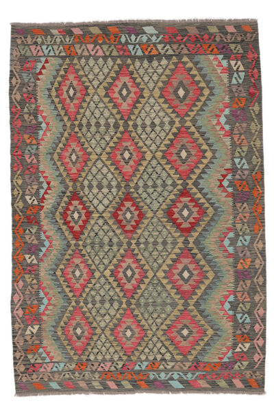 205X299 絨毯 オリエンタル キリム アフガン オールド スタイル 茶色/ダークイエロー (ウール, アフガニスタン) Carpetvista