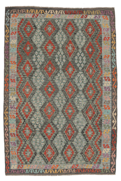 200X296 Kelim Afghan Old Style Matta Orientalisk Grön/Brun (Ull, Afghanistan) Carpetvista