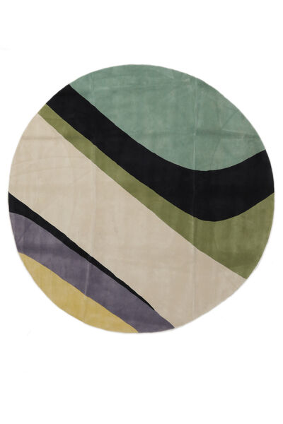  Dynamic Handtufted Rug Ø 300 Black/Green Carpetvista