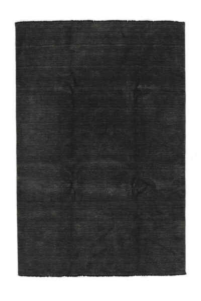  Handloom Fringes Rug 200X300 Wool Black Carpetvista