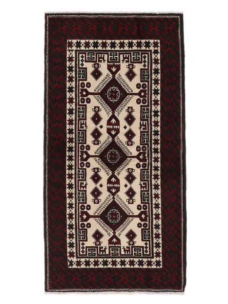 絨毯 バルーチ 100X197 ブラック/茶色 (ウール, ペルシャ/イラン)
