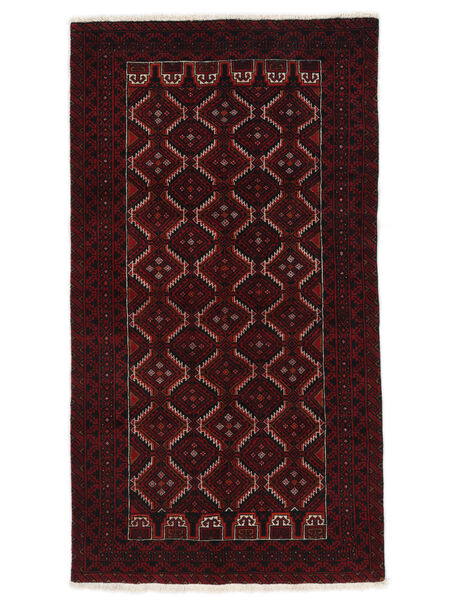Belutsch Teppich 108X195 Schwarz/Dunkelrot Wolle, Persien/Iran Carpetvista
