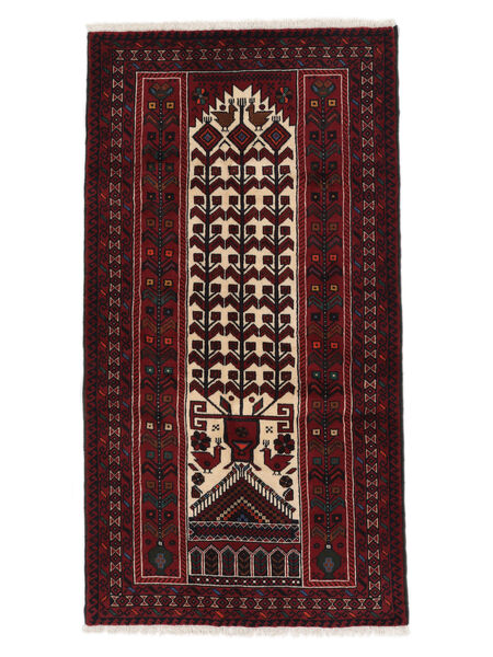  Persian Baluch Rug 100X189 Black/Dark Red Carpetvista
