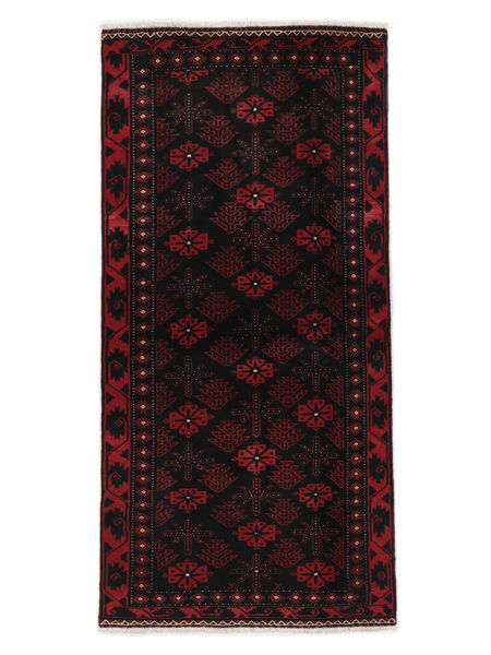  Persischer Belutsch Teppich 94X194 Schwarz/Dunkelrot (Wolle, Persien/Iran)