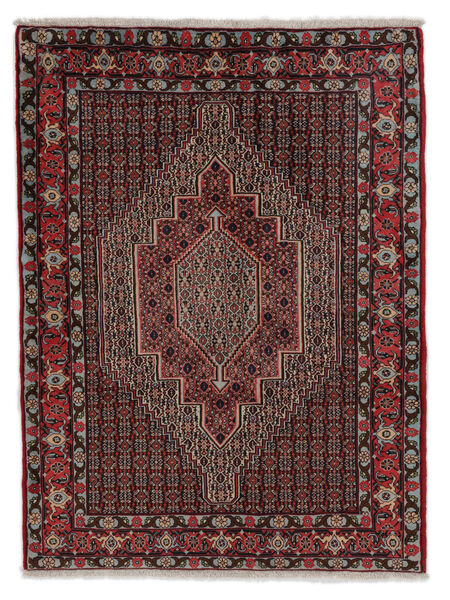 126X170 絨毯 センネ Fine オリエンタル ブラック/ダークレッド (ウール, ペルシャ/イラン) Carpetvista