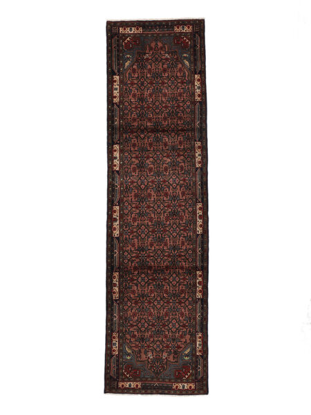 絨毯 ハマダン 87X312 廊下 カーペット ブラック (ウール, ペルシャ/イラン)