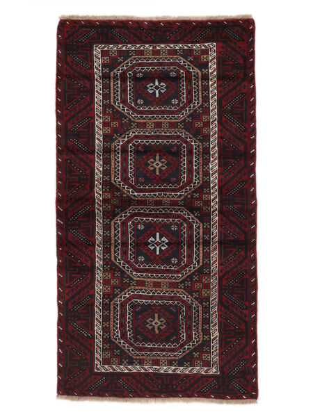  Persischer Belutsch Teppich 99X191 Schwarz/Dunkelrot (Wolle, Persien/Iran)
