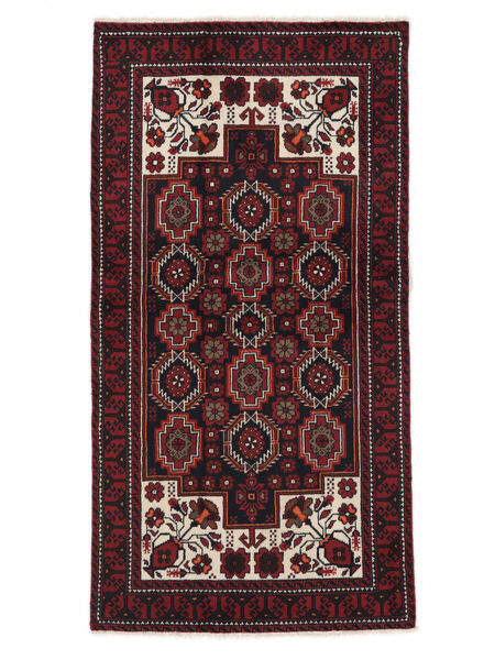  Persischer Belutsch Teppich 99X191 Schwarz/Dunkelrot (Wolle, Persien/Iran)