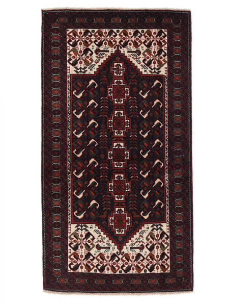  Persischer Belutsch Teppich 100X184 Schwarz/Dunkelrot (Wolle, Persien/Iran)