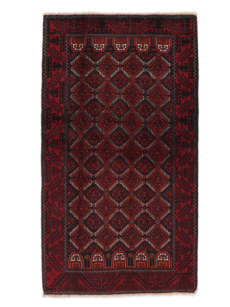 Belutsch Teppich 108X192 Schwarz/Dunkelrot Wolle, Persien/Iran Carpetvista