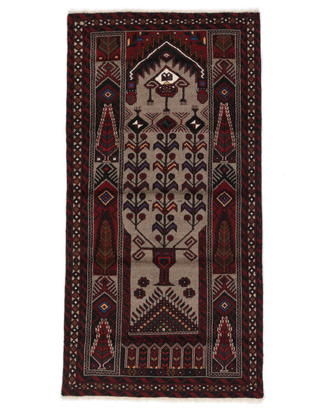  Persischer Belutsch Teppich 98X190 Schwarz/Braun (Wolle, Persien/Iran)