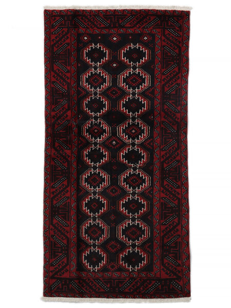 Koberec Beluch 92X182 Běhoun Černá/Tmavě Červená (Vlna, Persie/Írán)