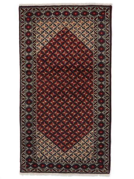 96X175 絨毯 バルーチ オリエンタル 廊下 カーペット ブラック/茶色 (ウール, ペルシャ/イラン) Carpetvista