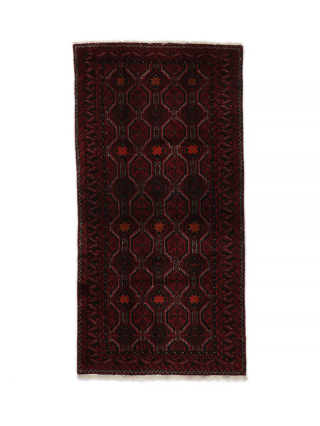絨毯 バルーチ 93X185 ブラック (ウール, ペルシャ/イラン)